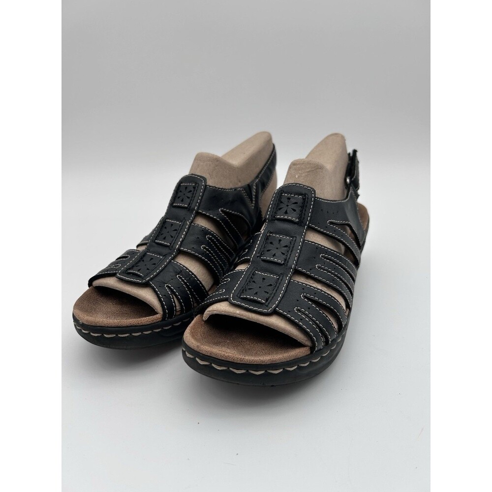 Clark’s Women’s 9 Lexi Fiddle Black Slingback Sandals Comfort Shoes